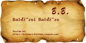Balázsi Balázs névjegykártya